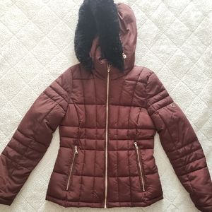 Calvin Klein faux fur hood puffer coat jacket